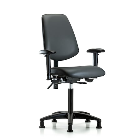 Blue Ridge Ergonomics Vinyl Chair, Vinyl, Adjustable Arms BR-VMBCH-MB-RG-T0-A1-NF-RG-8823