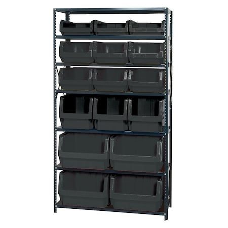 Quantum Storage Systems 7 SHELF OPEN UNIT W/16 BLACK BINS MSU-16-MIXBK