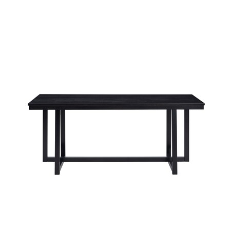 Homeroots 71" Black Wood Trestle Base Dining Table 630379
