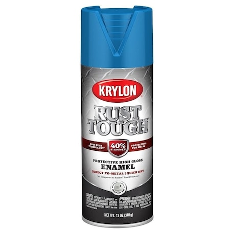 Krylon Rust Tough Enamel Spray Paint, Gloss, Safety Blue, 12 oz, Can K09271008