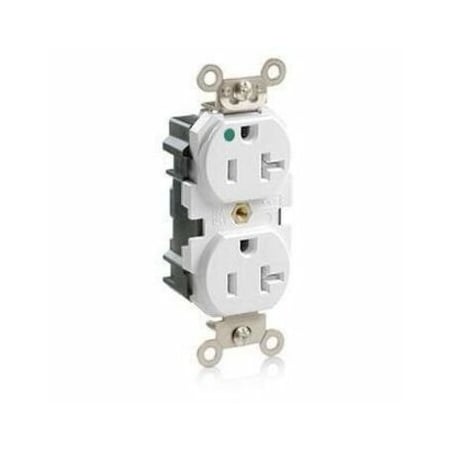 Leviton Straight Blade Receptacle, 5-20R, 20 A, 125V AC, Surface Mount, Self-Grounded M8300-SGW