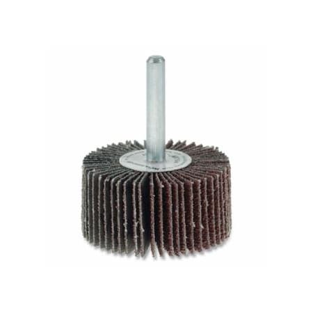 Weiler Wolverine Mounted Flap Wheel, Unthreaded, 1/4 in dia Stem x 1-1/2 in dia x 1 in W, 60 Grit, 10PK 804-30772