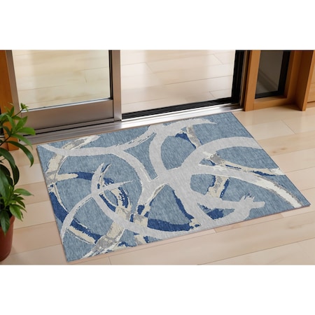 Homeroots 3' X 5' Gray Abstract Washable Indoor Outdoor Area Rug 599124