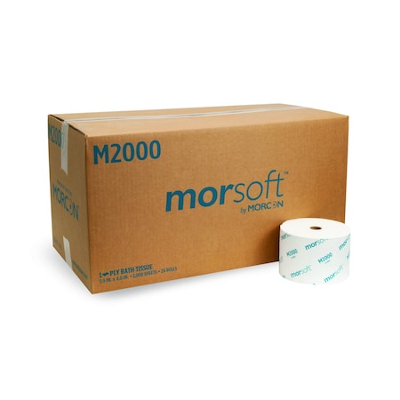 Morsoft 0.875" Core White Bath Tissue 3.9" X 4" 1-Ply 2000 Sheets M2000