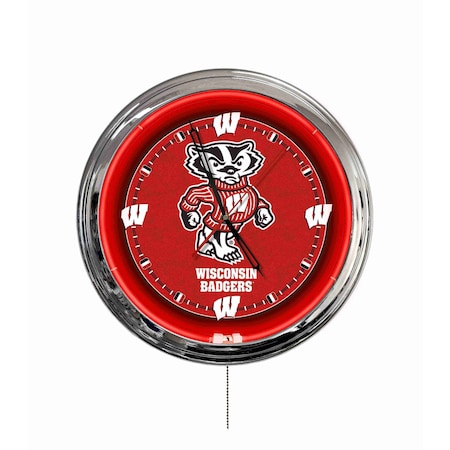 Holland Bar Stool University of Wisconsin Badger 16 LED Wall Clock ClkL16