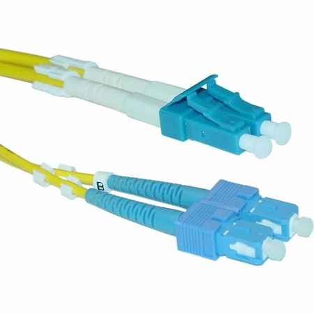 Cable Wholesale LC/UPC to SC/UPC OS2 Duplex 2.0mm Fiber Optic Patch Cord, OFNR, Singlemode 9/125, Yellow LCSC-01205
