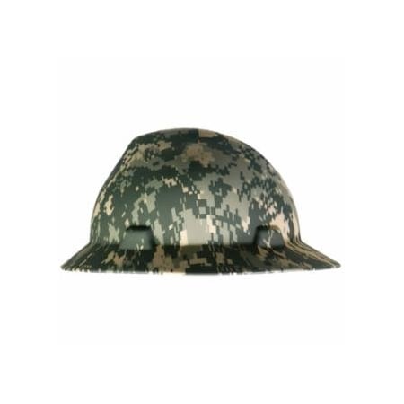 Msa Safety Freedom Series, V-Gard Helmet, Fas-Trac III 4 Point Ratchet, Slotted, Hat, Camouflage 454-10104254