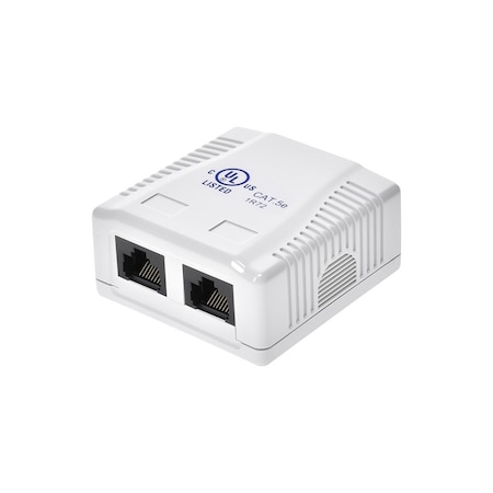 Monoprice Surface Mount Box, Cat5e, 2P, White 7091