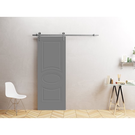 Vdomdoors Modern Barn Door 28" x 84" inches / Mela 7001 Painted Grey / 6.6FT Silver Rail Track Heavy Hardware MELA7001BD-S-SIF-2884