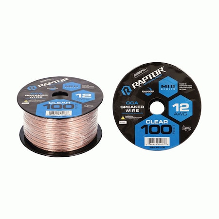 Raptor 100 Feet Audio Stereo Speaker Wire Cable 12-Gauge-Clear RSW12-100