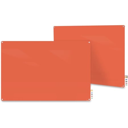 Ghent Dry Erase Board, Glass, 36 in, 48 in, No Frame Frame, Peach, Gloss HMYRM34PH