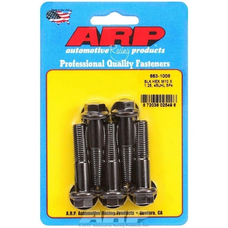 Arp 663-1006 10 x 1.25 x 45 mm Thread Hex Head Bolt, Black Oxide - Set of 5 ARP663-1006