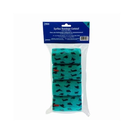 Neogen 4 in. x 5 yards SyrFlex Cohesive Bandage, Teal 127828