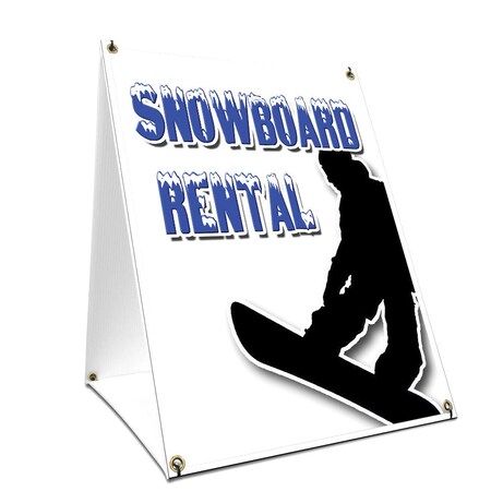 Signmission Snowboard Rental, 24 Inch x 18 Inch A-frame Yard Sign, Plastic Sign SBC-1824-Snowboard Rental