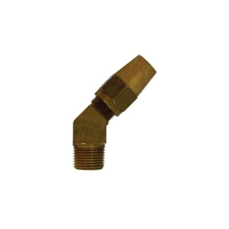 First Fitting & Fastener 3/8T X 1/4 MPT BRASS 45 DEG MALE DOT AIR BRAKE ELBOW FOR COPPER TUBING 38290MID