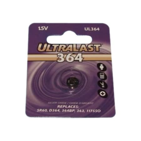 Ultralast NABC UL-364 UltraLast Silver Oxide Watch Battery - Silver Oxide - 1.5V DC UL364