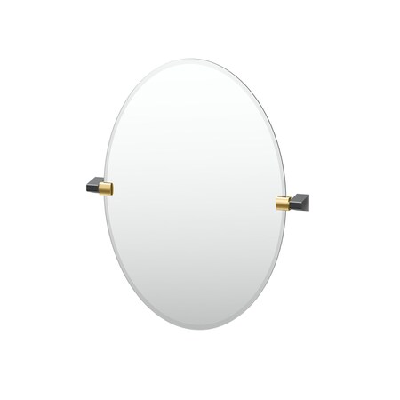 Gatco A-Line 26.5" Frameless Oval Mirror, Brass/Matte Black 5679