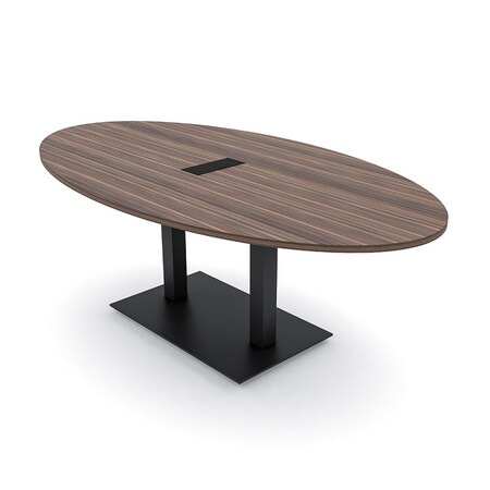 Skutchi Designs Oval Conference Table With Power Unit, 48 in W, 84 in L, Brown HAR-OVL-48X84-DOU.BK-H3041-EBLK