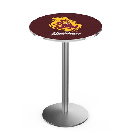 Holland Bar Stool Co 36" Stainless Steel Arizona State Pub Table, Sparky Logo, 36" dia. Top L214S3636ArizSt-S
