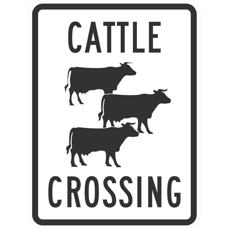 Lyle Cattle Crossing (W/Symbols), 18x24, High Intensity Prismatic, White G-10673-HI_18x24