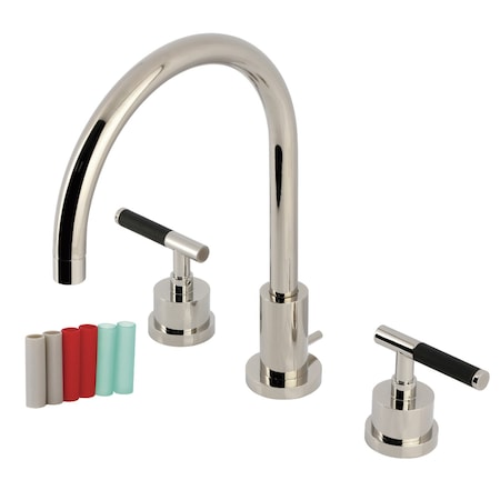 Kingston Brass Widespread Bathroom Faucet with Brass Pop-Up, Polished Nickel KS8926CKL