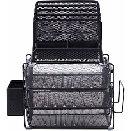 Lorell Divided Desktop Organizer, 4 Tiers, Horizontal/Vertical, Black LLR95251