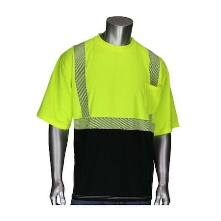 Pip ANSI Type R Class 2 Short Sleeve T-Shirt with Black Bottom Front 312-1275B-LY/3X
