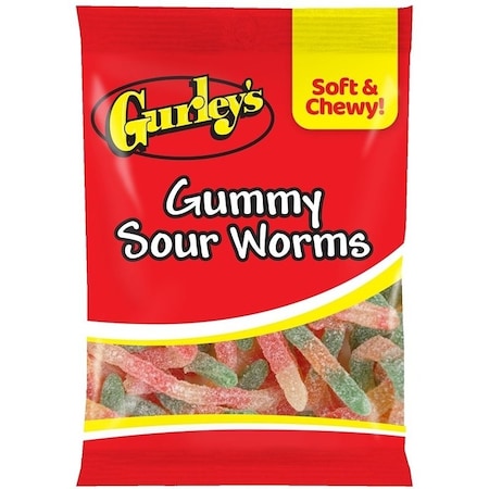 Gurleys Candy, Gummy, Gummy Sour Worms Flavor, 5 oz 743786