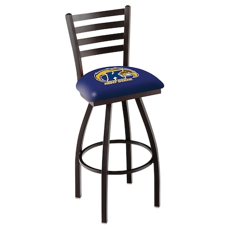 Holland Bar Stool Co 36" Blk Wrinkle Kent State Swivel Bar Stool, Ladder Back L01436KentSt