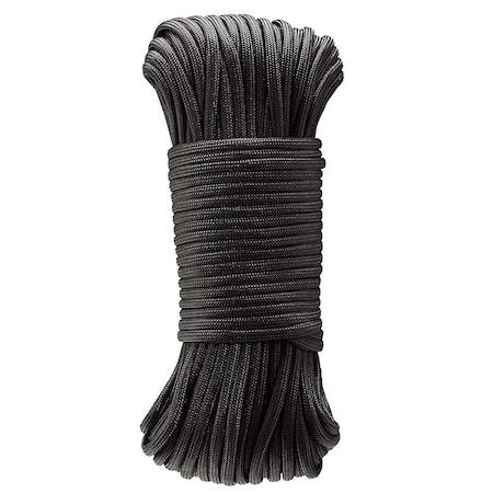 Baron Cord, 5/32 in Dia, 50 ft L, 110 lb Working Load, Polyester, Black 70988