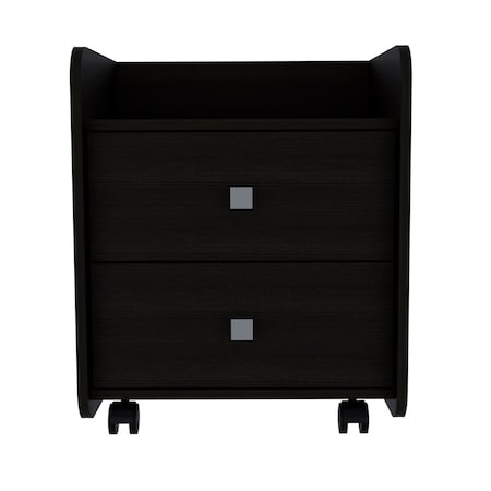 Homeroots 22" Black Wood Two Drawer Nightstand 543670