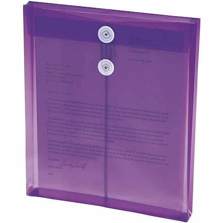 Smead Ultracolor Expandable Poly String Tie Envelopes, Top Load, 8-1/2"W x 11"H, Purple, 5/Pack 89544