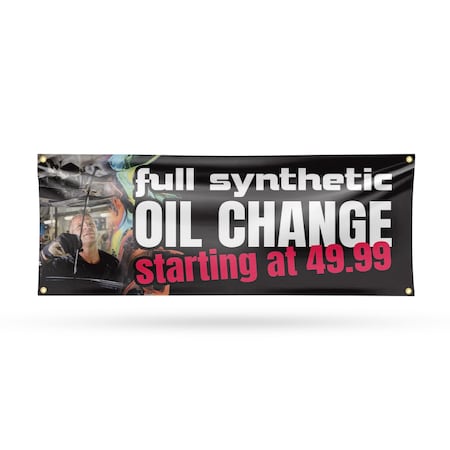 Signmission Full Synthetic Oil Change, 18 Inch x 48 Inch, Vinyl Banner B-30666