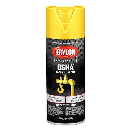 Krylon Spray Paint, Safety Yellow, Gloss, Solvent, 12 oz K01813777