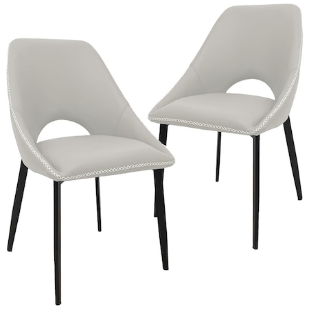 Leisuremod Amalfi Modern Dining Chair - Upholstered Accent Side Chair, Metal Legs, 2PK AC48GR2