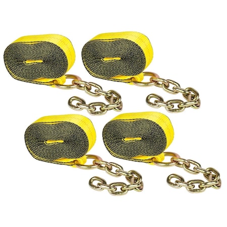 Mytee Products 2in x 21ft Replacement Tie Down Strap w/Chain Extension for 8-Point Tie Down Kits, 4PK WS221CEx4