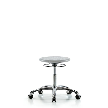 Blue Ridge Ergonomics Huron Polyurethane Stool Chrome - Desk Height with Casters in Gray Polyurethane IPDHSO-CR-CC-GRY