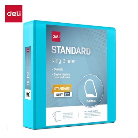 Deli Std Duty View Binder 2in, Letter, D-Ring, PVC-Free, Light Blue, 6PK CF569-LB