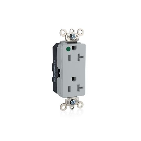 Leviton Illuminated Decora Receptacle, 20 Amp, 125 Volt MT163-ILG
