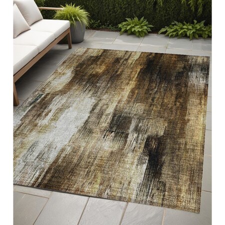 Homeroots 5' X 8' Chocolate Abstract Washable Non Skid Indoor Outdoor Area Rug 563596
