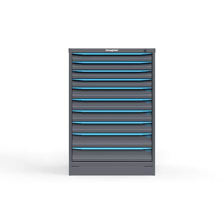 Strong Hold 10 drawer cabinet - (4x 2ft, 4x 3ft, 2x 4ft) - Blue accents - Keyed Alike S3044-PPAAS-1001FS