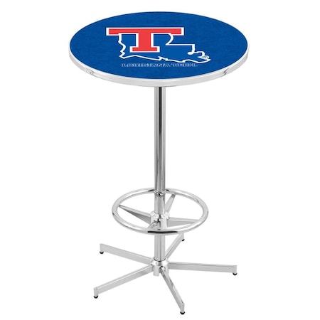 Holland Bar Stool Co 42" Chrome Louisiana Tech Pub Table, 36" dia. Top L216C4236LaTech