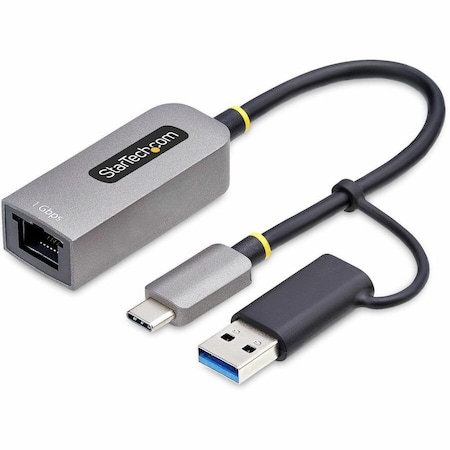 Startech.Com USB-C to Ethernet Adapter with USB-A Dongle, 10/100/1000Mbps, USB 3.0 to Gigabit Ethernet Network A C21GA-USB-ETHERNET