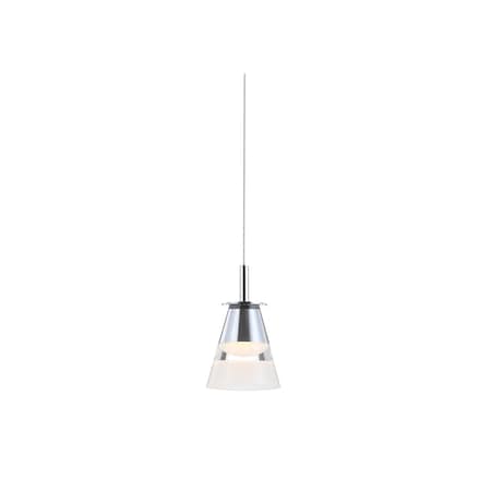 Jonathan Y Alain 5" 1-Light Adjustable Metal Integrated LED Pendant, Chrome JYL7035A