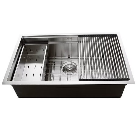 Nantucket Sinks 32 Inch Professional Prep Station Small Radius Undermount Stainless Kitchen Sink with Accessories SR-PS-3220-16