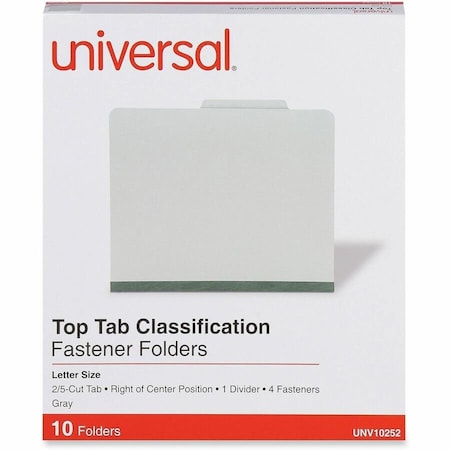 Universal Universal Pressboard Classification Folder, Letter, Four-Section, Gray, 10/Box UNV10252***