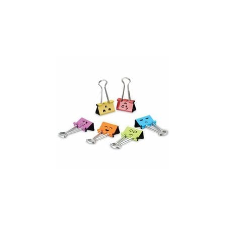 Universal Emoji Themed Binder Clips in Dispenser Tub, Medium, Asstd Colors, 42PK UNV31031