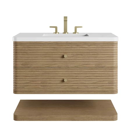 James Martin Vanities Allamari 36" Single Vanity, Dune Mist w/ 3 CM White Zeus Silestone Top D640-V36-DMS-WWZ