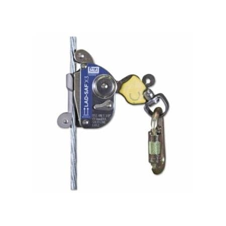 Dbi-Sala Lad-Saf, X3 Detachable Cable Sleeve, Fits 3/8in dia Cable, Dual-Independent Locking, 310 lb Load Cap 098-6160054