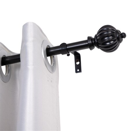 Utopia Alley 0.75 in. Single Decorative Drapery Adjustable Curtain Rods for Windows 86 to 120 in. - Black D48Z